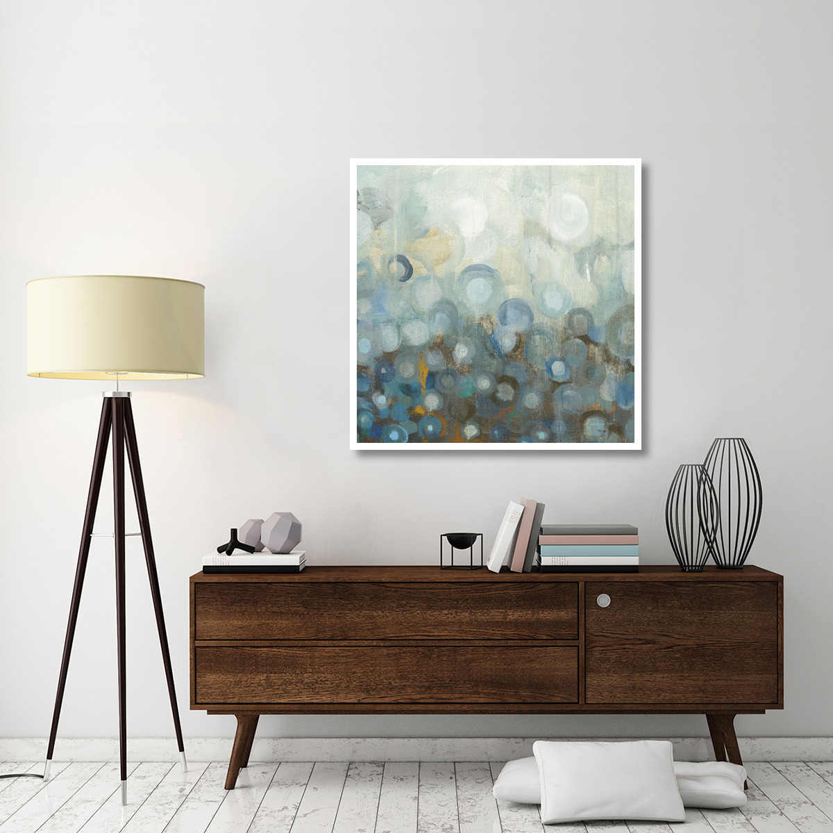 Blue and Bronze Dots VIII -Paper Art-42&quotx42"