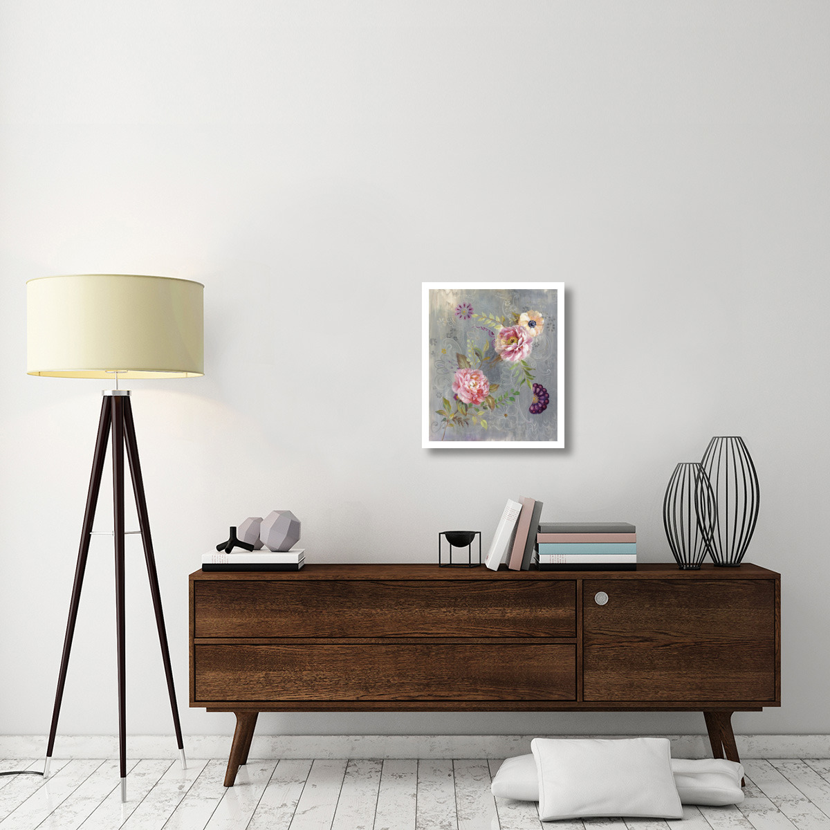 Peonies and Paisley -Paper Art-20.7&quotx24"