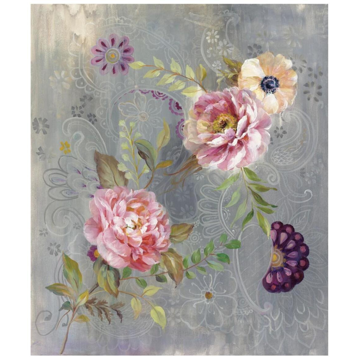 Peonies and Paisley -Paper Art-36&quotx42"