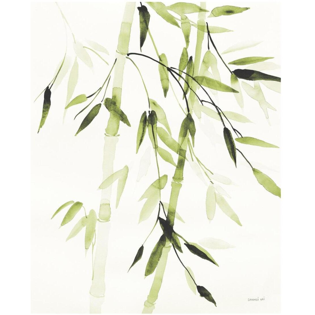 Bamboo Leaves V Green -Paper Art-18&quotx22"