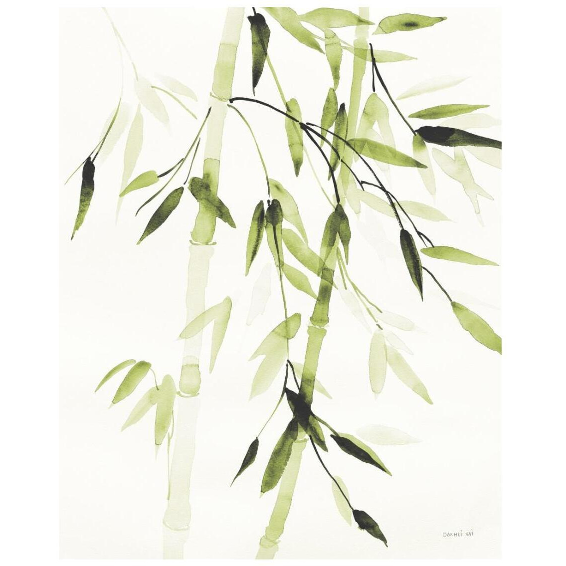 Bamboo Leaves V Green -Paper Art-22&quotx26"