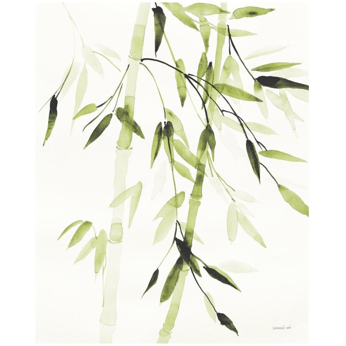Bamboo Leaves V Green -Paper Art-24&quotx30"