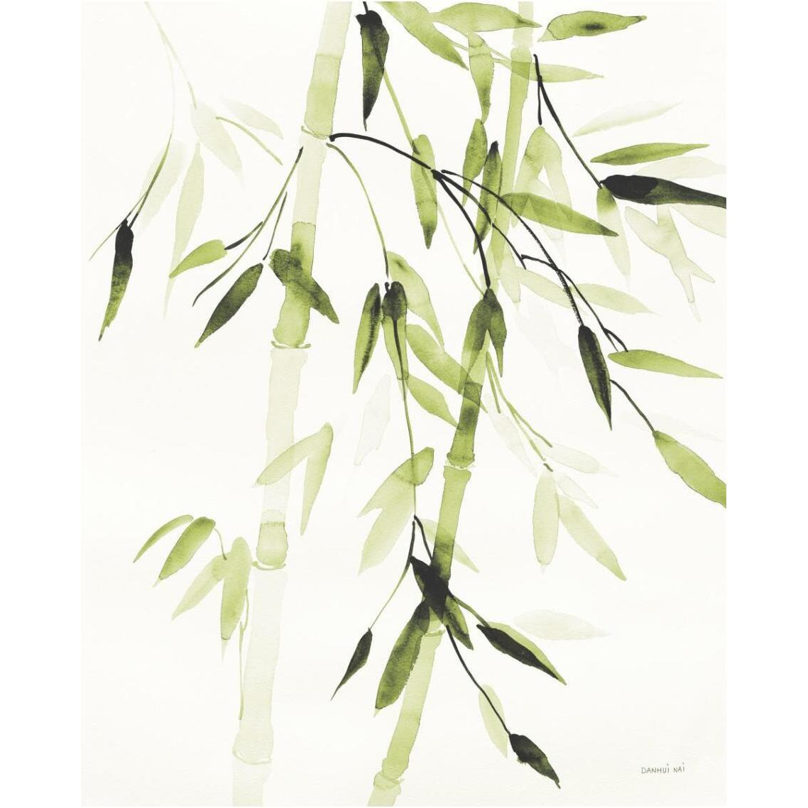 Bamboo Leaves V Green -Paper Art-30&quotx37"