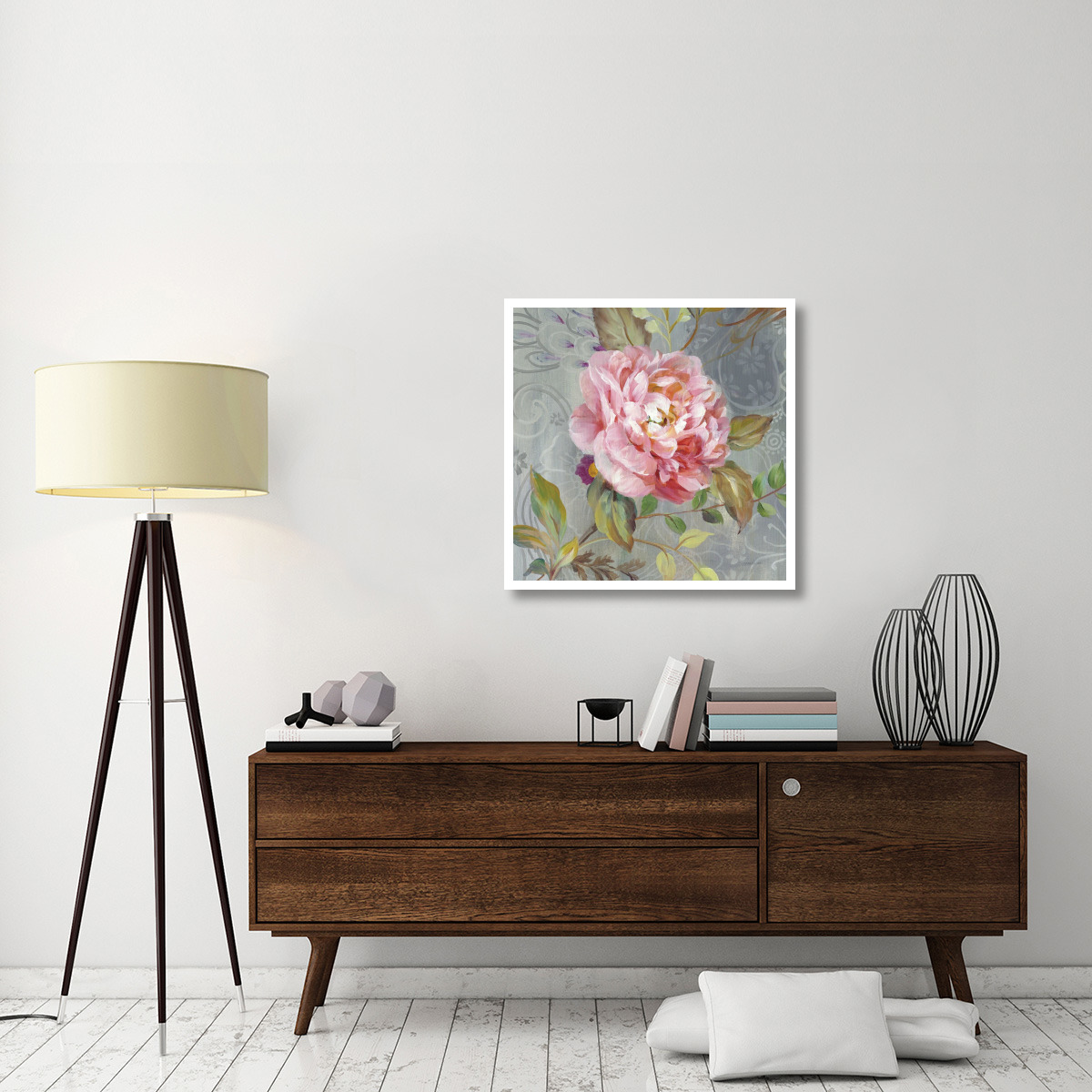 Peonies and Paisley II -Paper Art-32&quotx32"
