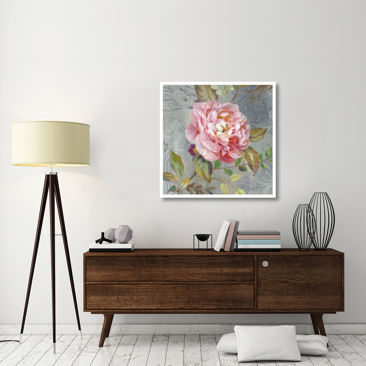 Peonies and Paisley II -Paper Art-38&quotx38"