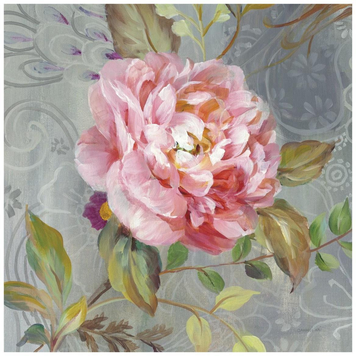 Peonies and Paisley II -Paper Art-42&quotx42"