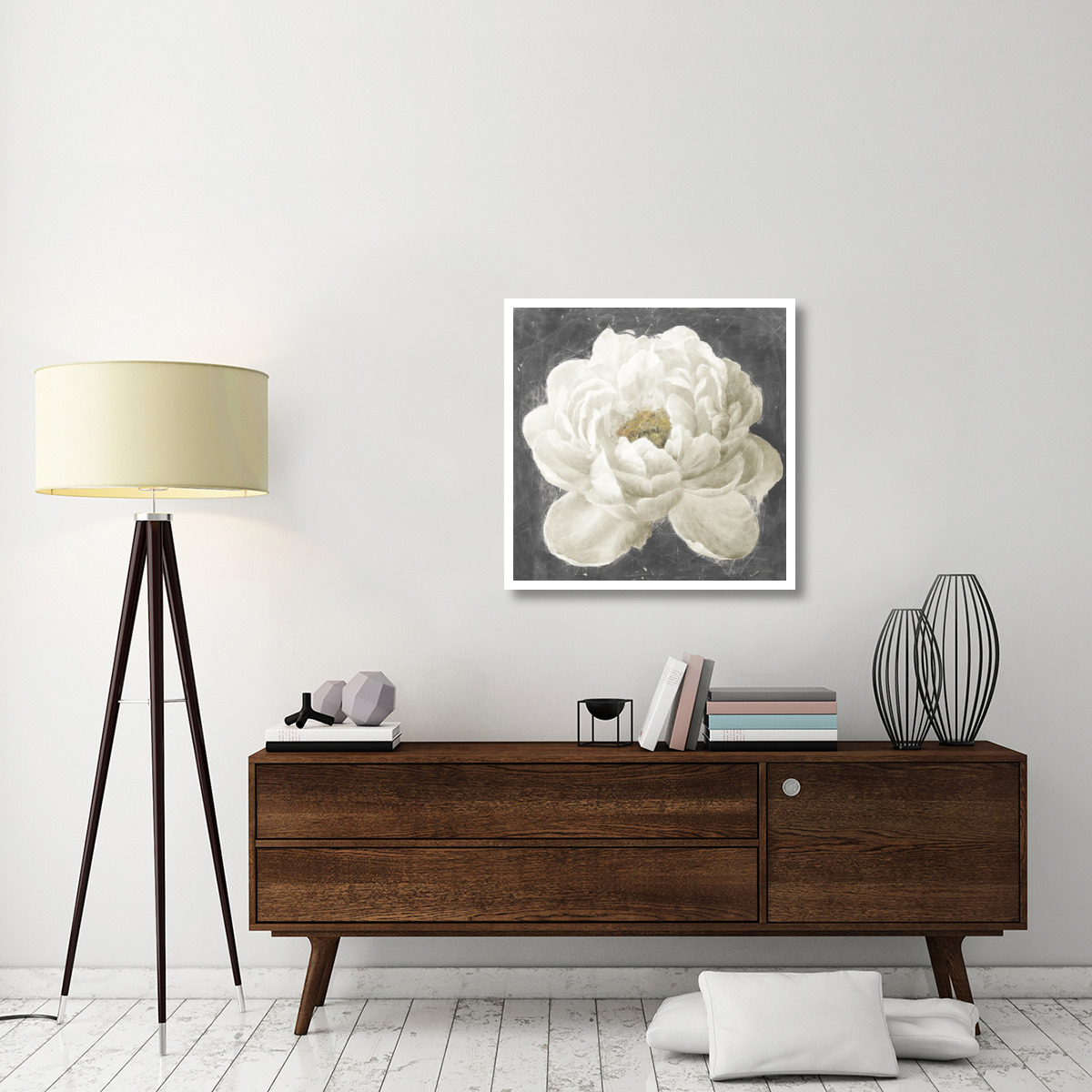 Vivid Floral I White Flower -Paper Art-32&quotx32"
