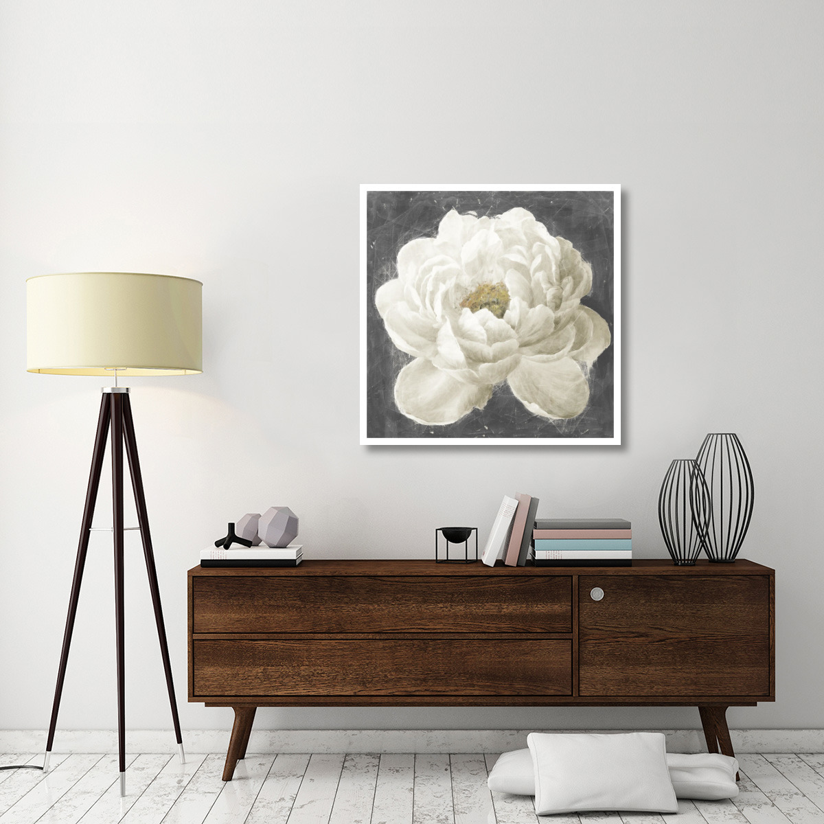 Vivid Floral I White Flower -Paper Art-38&quotx38"