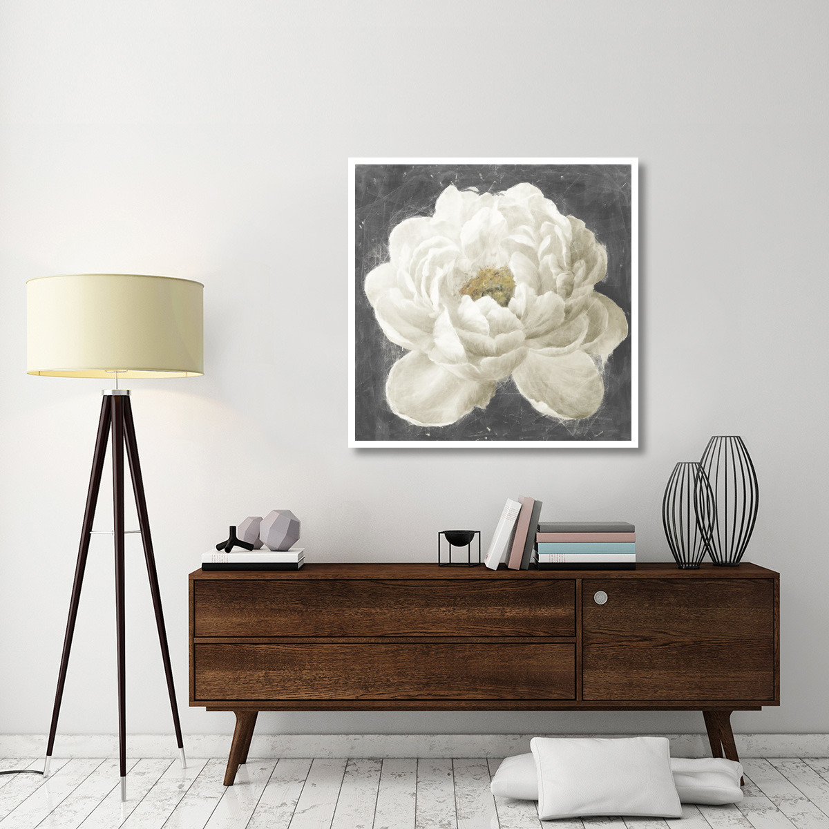 Vivid Floral I White Flower -Paper Art-42&quotx42"