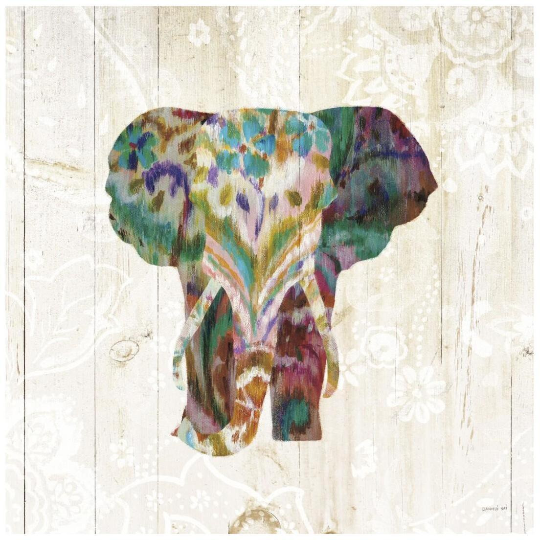 Boho Paisley Elephant III -Paper Art-20&quotx20"