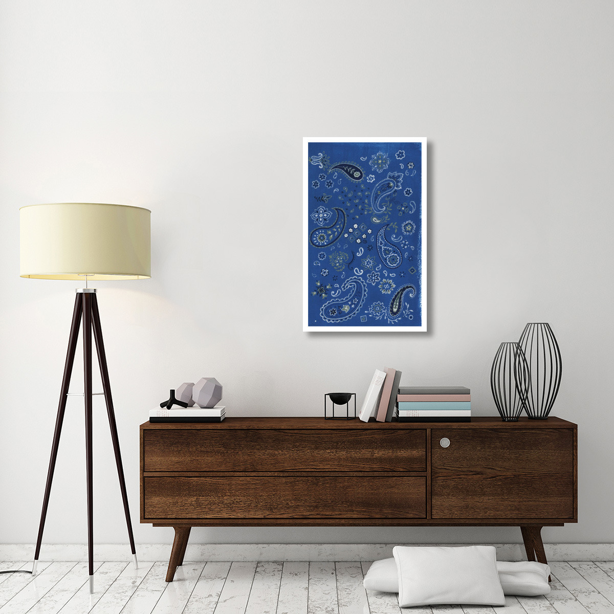 Farm Nostalgia Blue Paisley -Paper Art-24.32&quotx38"