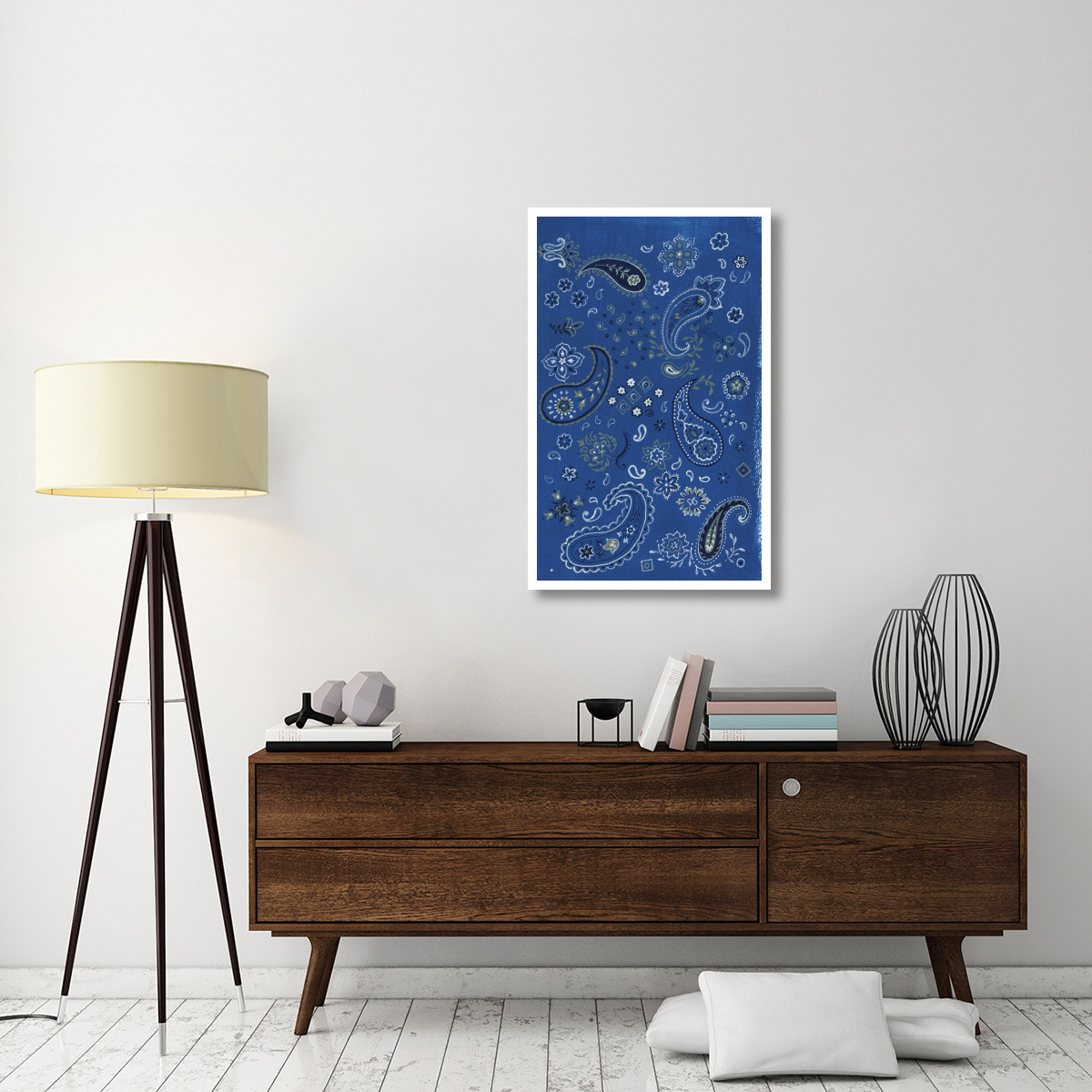 Farm Nostalgia Blue Paisley -Paper Art-26.8&quotx42"