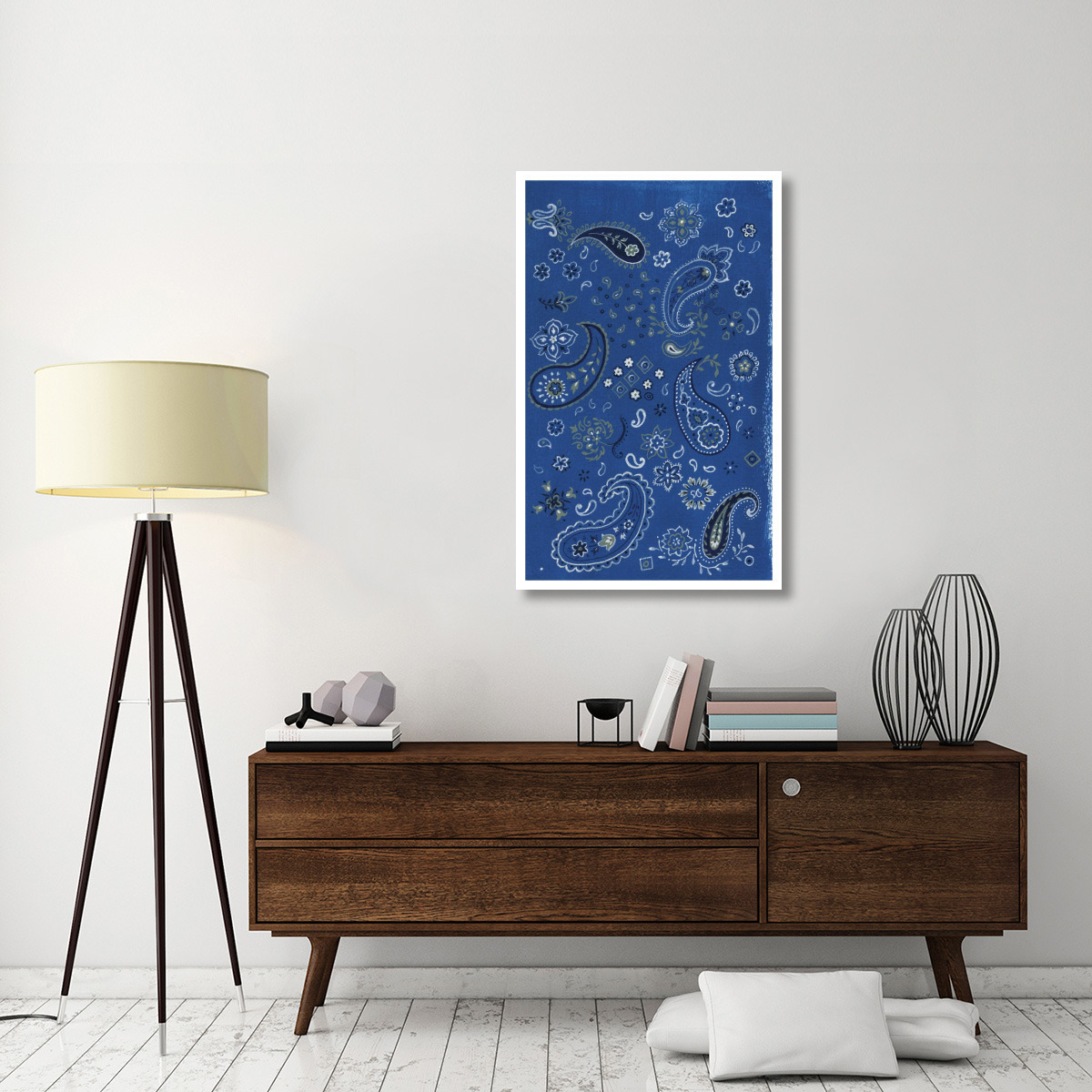 Farm Nostalgia Blue Paisley -Paper Art-29.28&quotx46"