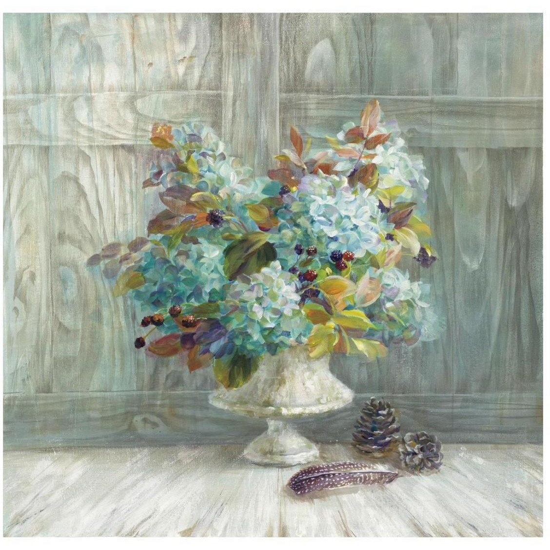 Rustic Florals Blue -Paper Art-26&quotx26"