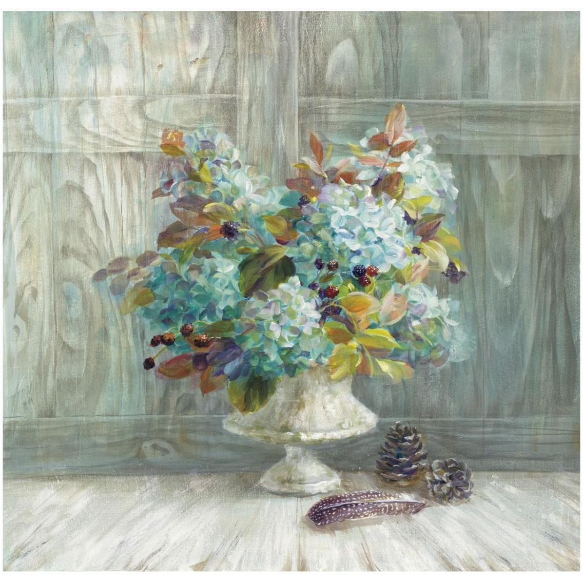 Rustic Florals Blue -Paper Art-32&quotx32"