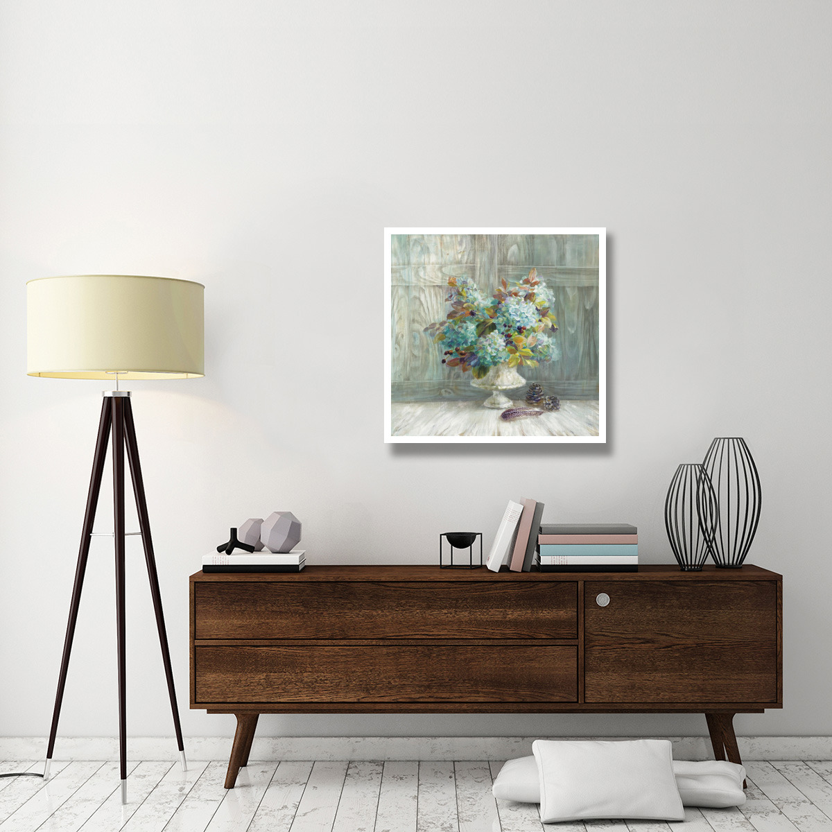 Rustic Florals Blue -Paper Art-32&quotx32"