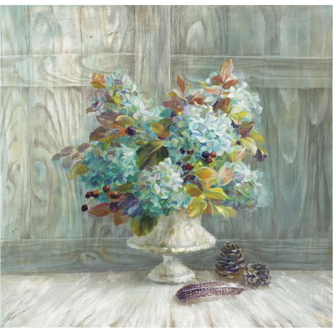 Rustic Florals Blue -Paper Art-38&quotx38"