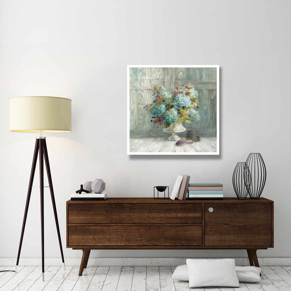 Rustic Florals Blue -Paper Art-38&quotx38"