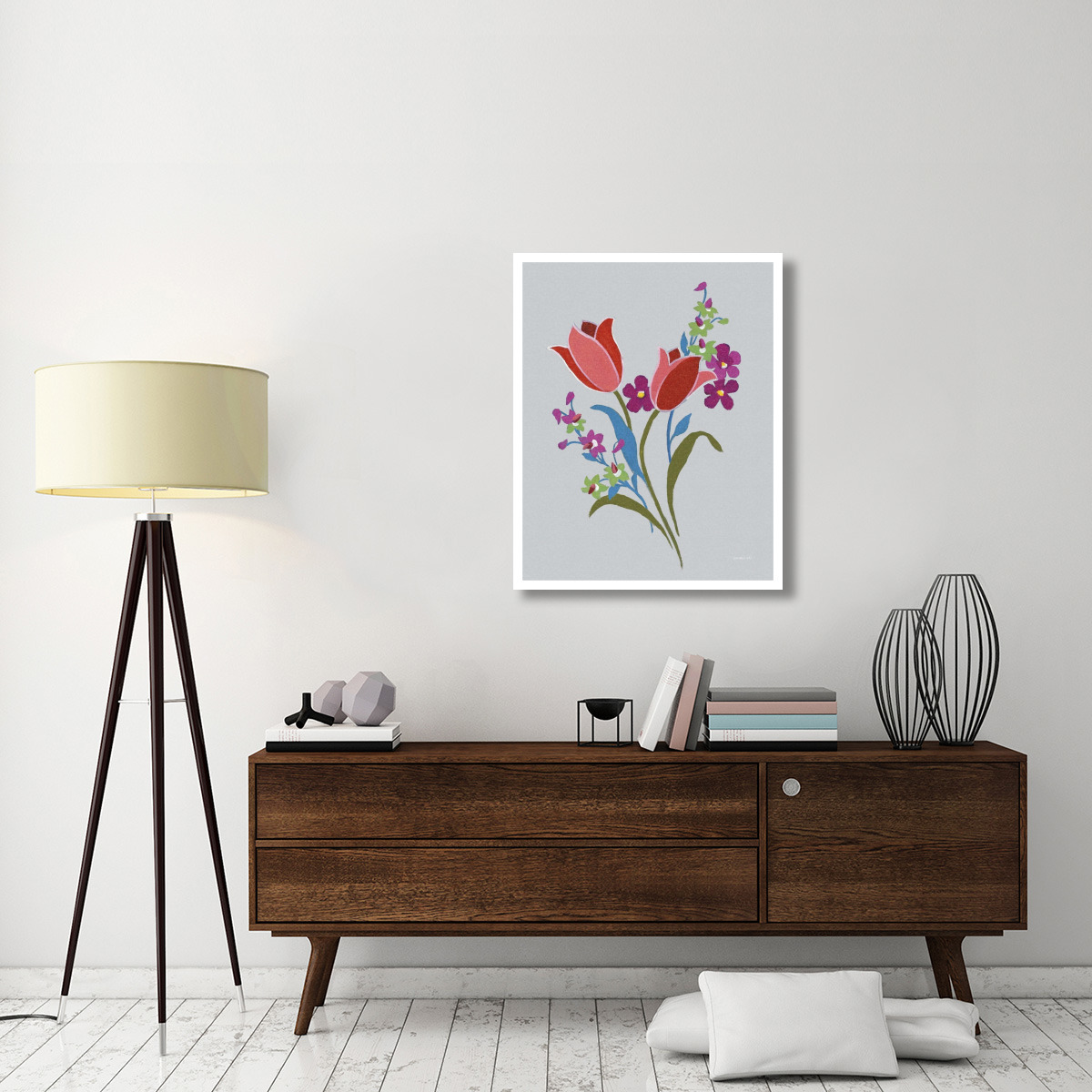 Alpine Bouquet IV Gray -Paper Art-30&quotx37"
