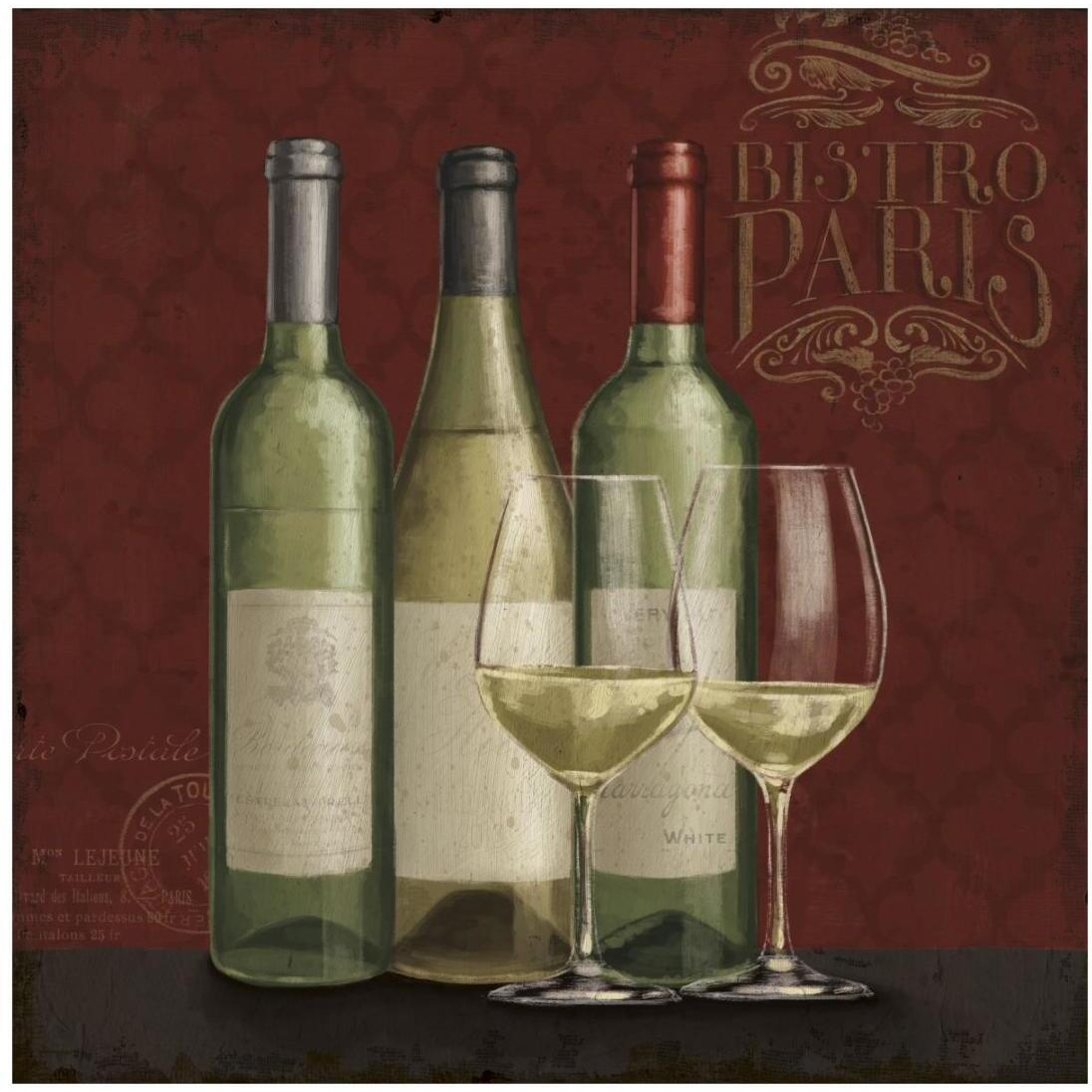Bistro Paris White Wine v.2 -Paper Art-20&quotx20"