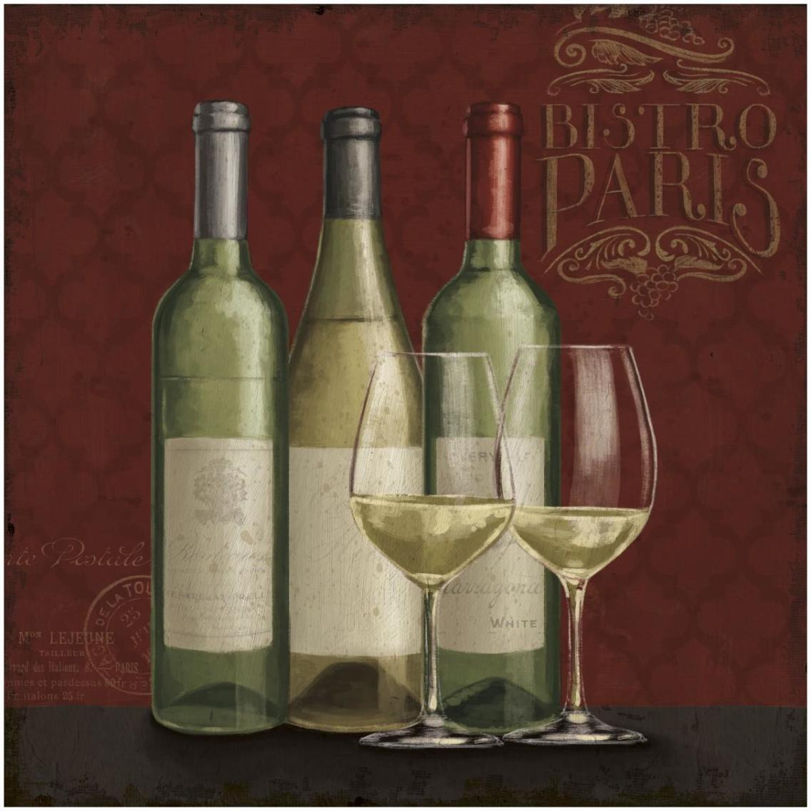 Bistro Paris White Wine v.2 -Paper Art-32&quotx32"
