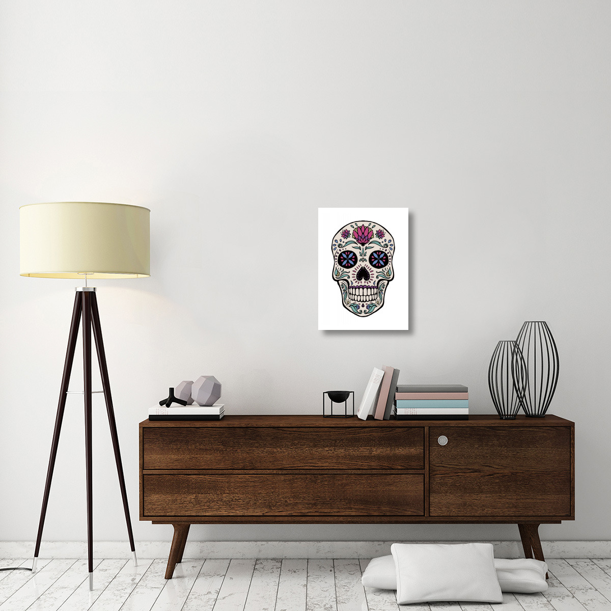 Sugar Skull II -Paper Art-17.62&quotx24"
