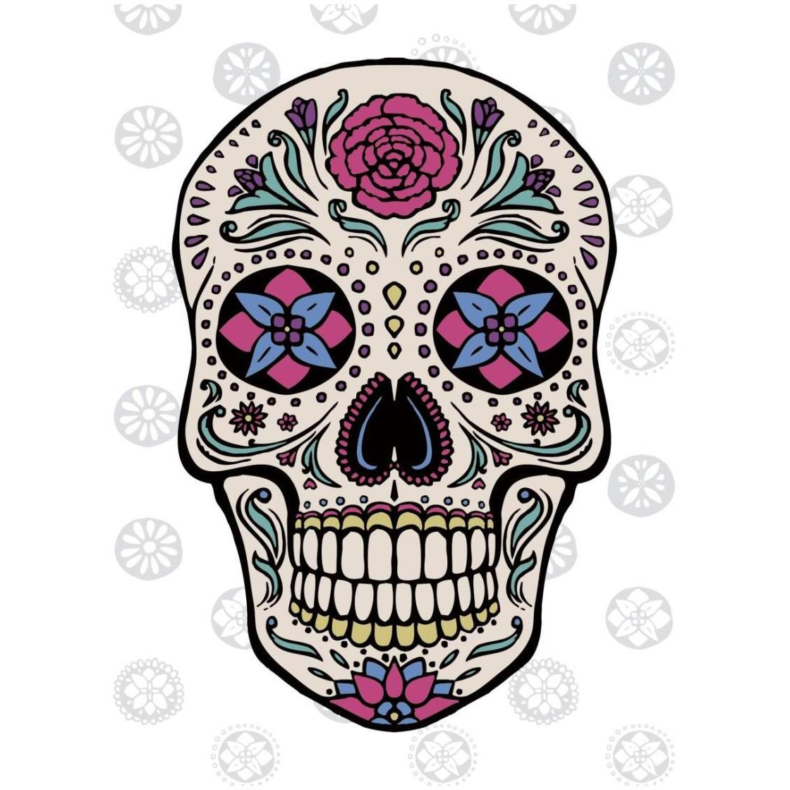 Sugar Skull I on Gray -Paper Art-22&quotx26"