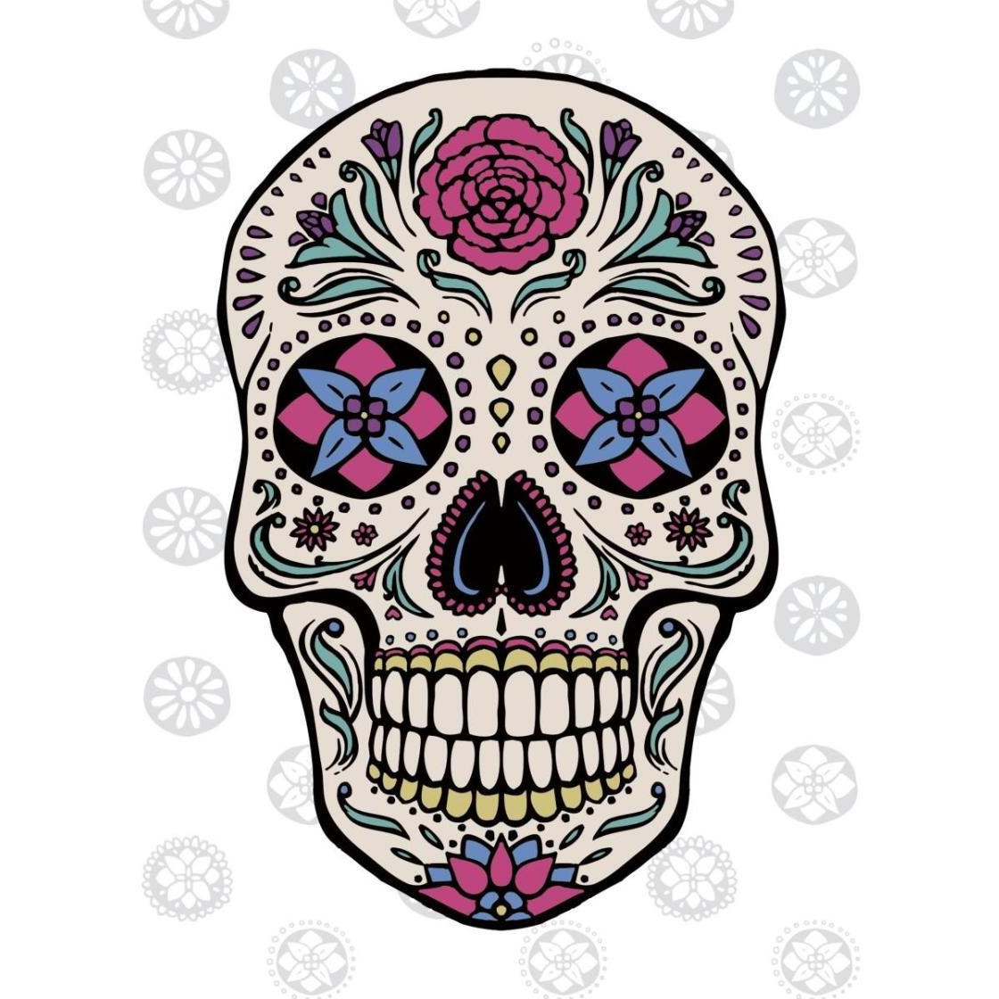 Sugar Skull I on Gray -Paper Art-24&quotx30"
