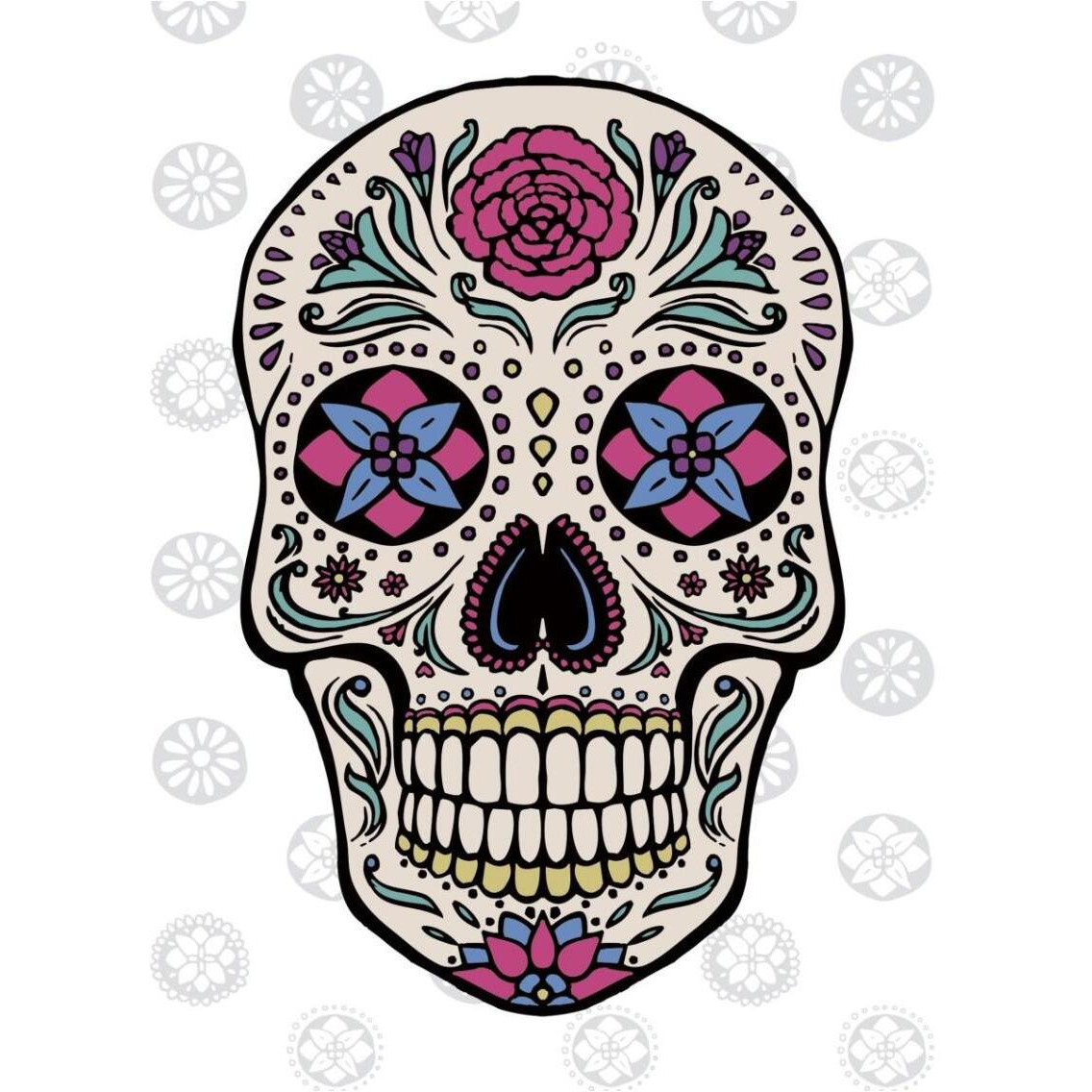 Sugar Skull I on Gray -Paper Art-30&quotx37"