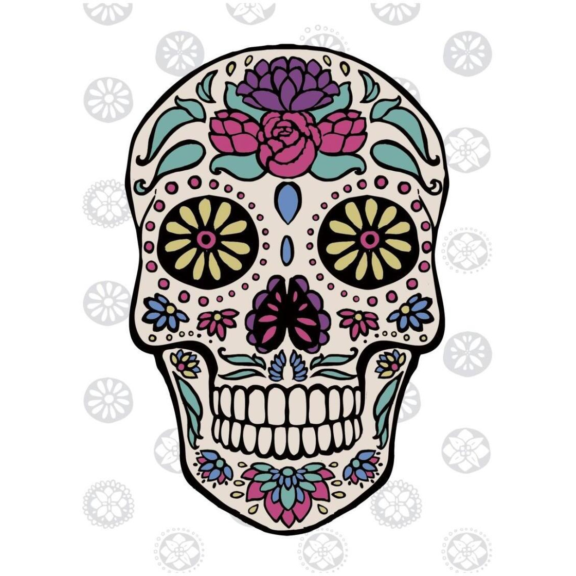 Sugar Skull III on Gray -Paper Art-22&quotx26"