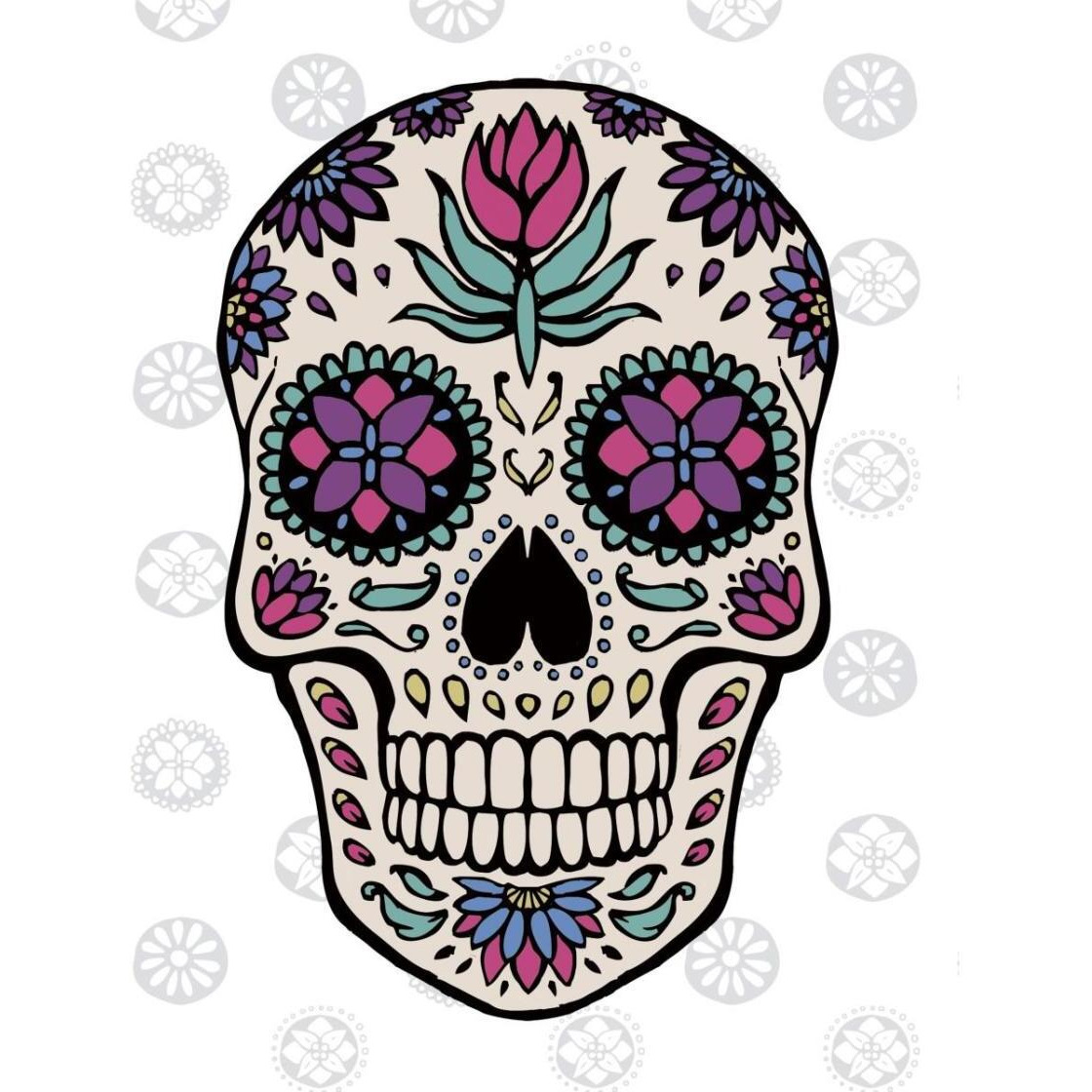 Sugar Skull IV on Gray -Paper Art-24&quotx30"