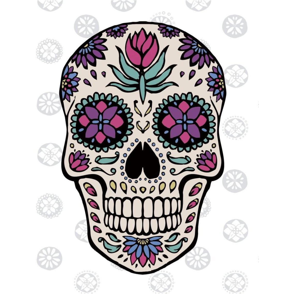 Sugar Skull IV on Gray -Paper Art-30&quotx37"