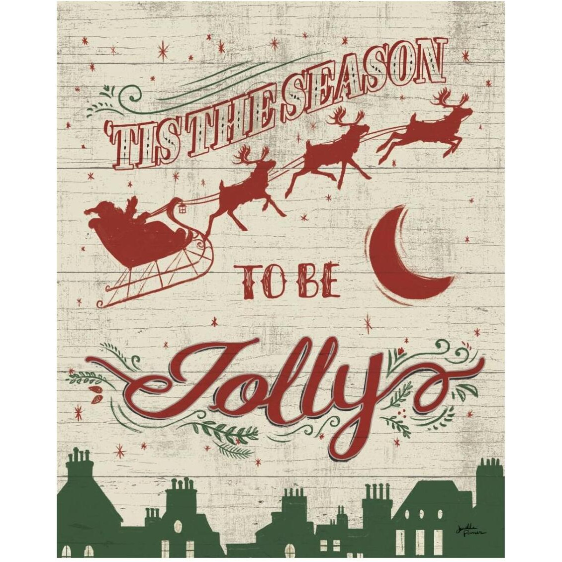 Holiday in the Woods II Red and Green -Paper Art-24&quotx30"