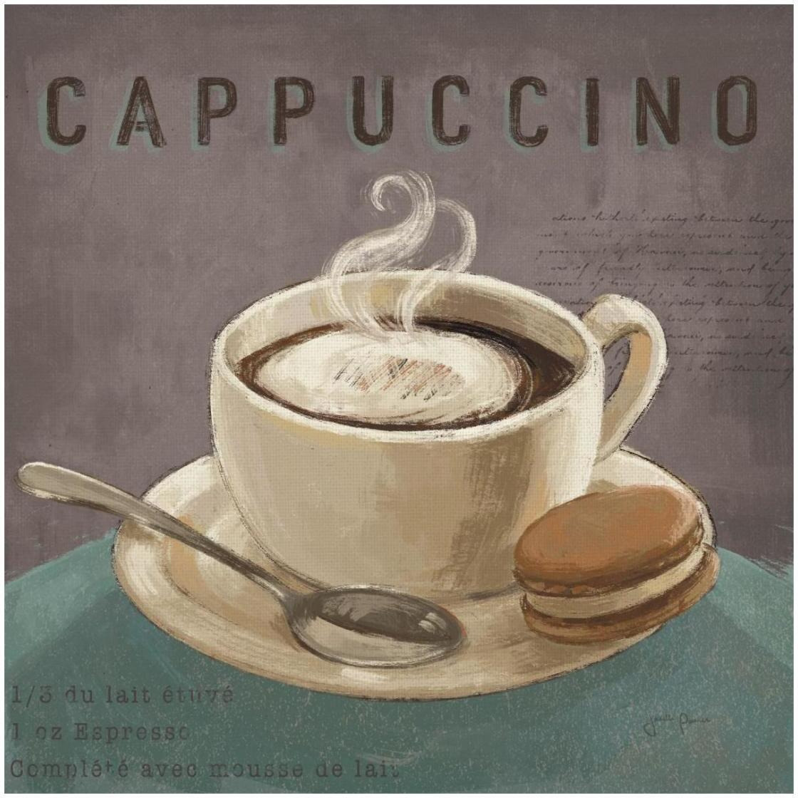 Coffee and Co I Teal and Gray -Paper Art-26&quotx26"