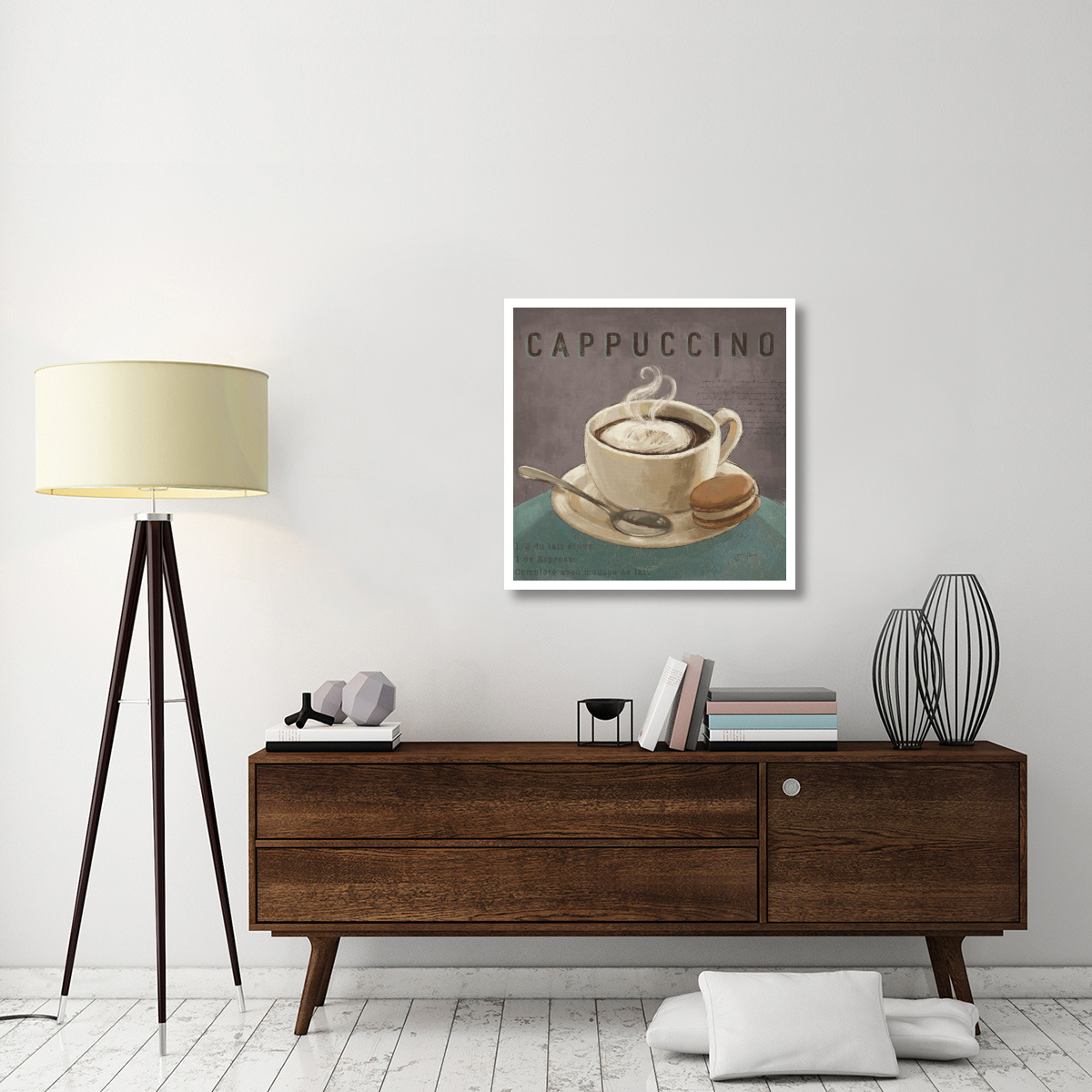 Coffee and Co I Teal and Gray -Paper Art-32&quotx32"