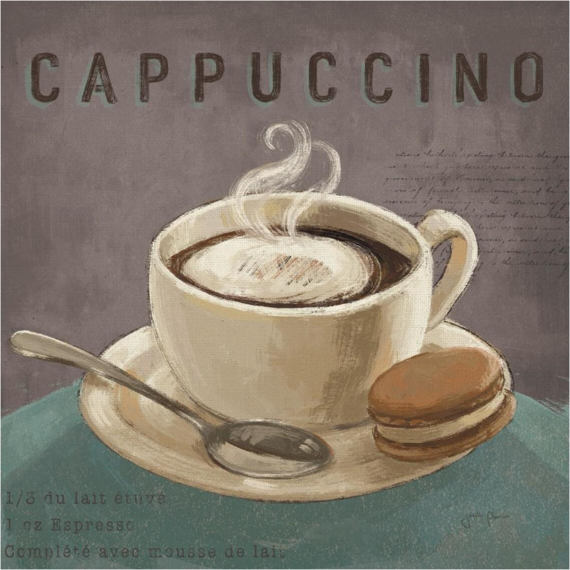 Coffee and Co I Teal and Gray -Paper Art-38&quotx38"