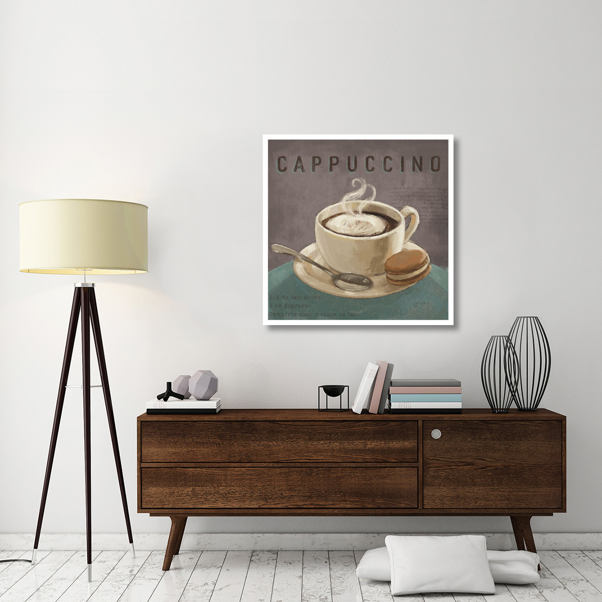 Coffee and Co I Teal and Gray -Paper Art-38&quotx38"
