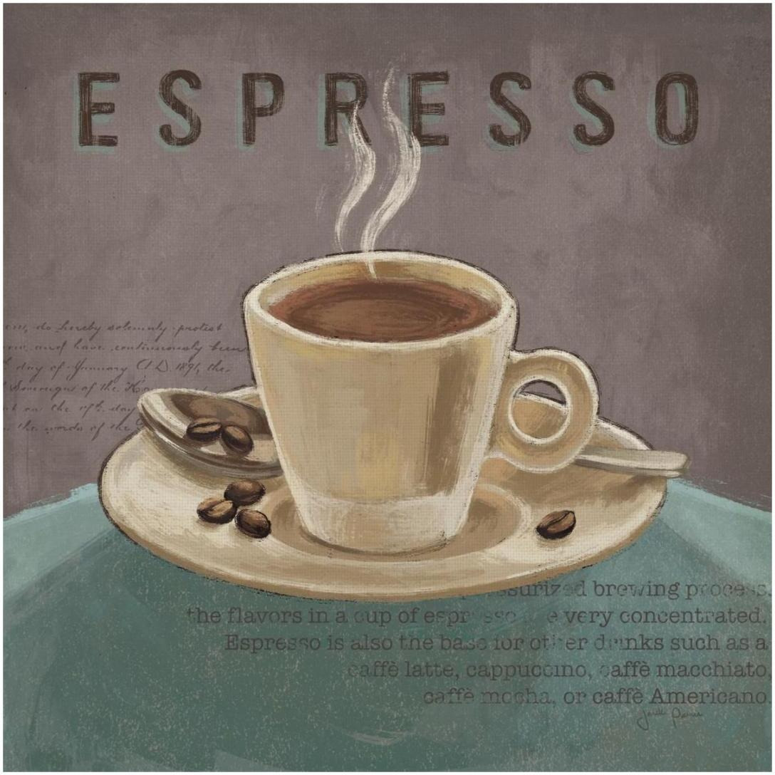 Coffee and Co III Teal and Gray -Paper Art-20&quotx20"