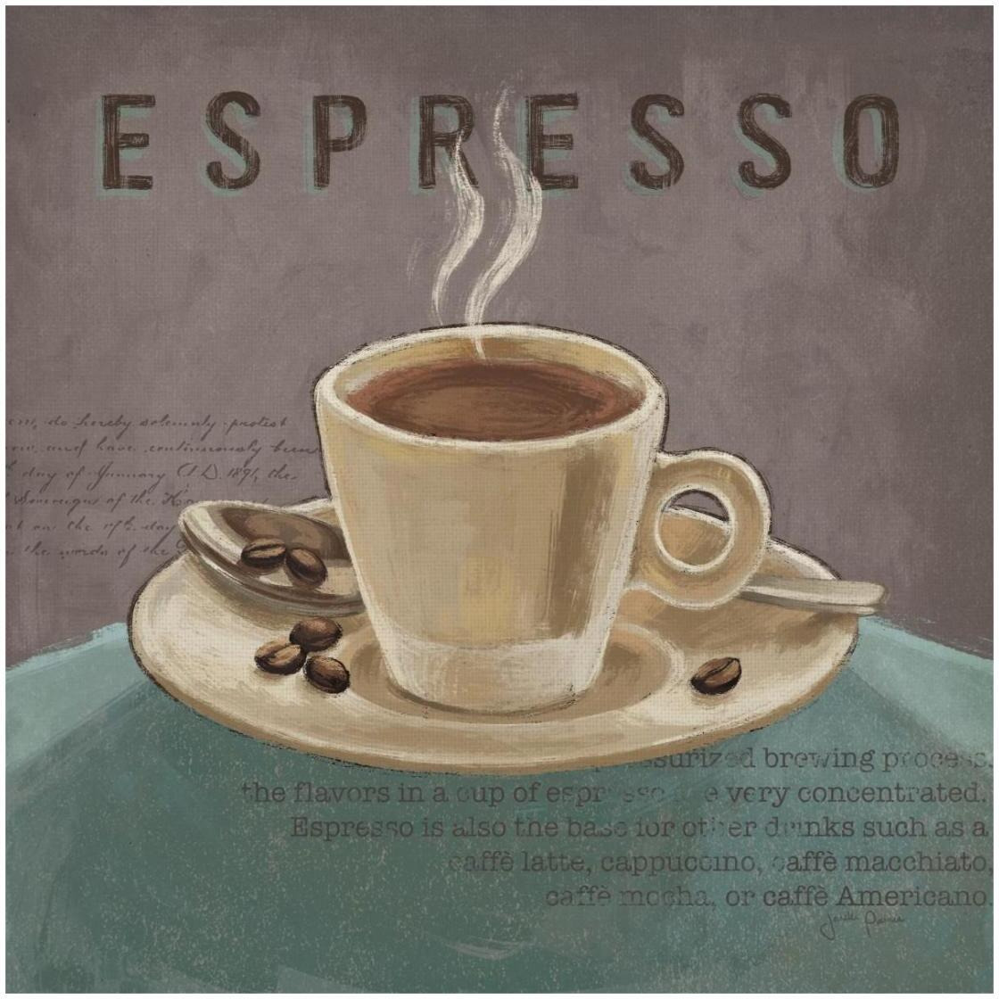 Coffee and Co III Teal and Gray -Paper Art-26&quotx26"