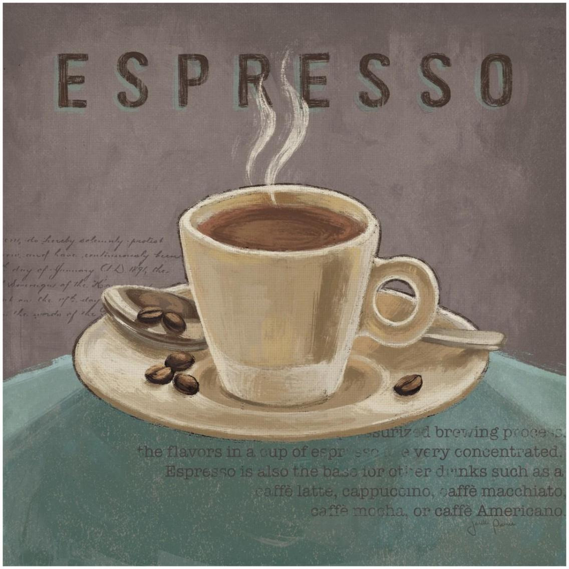 Coffee and Co III Teal and Gray -Paper Art-32&quotx32"