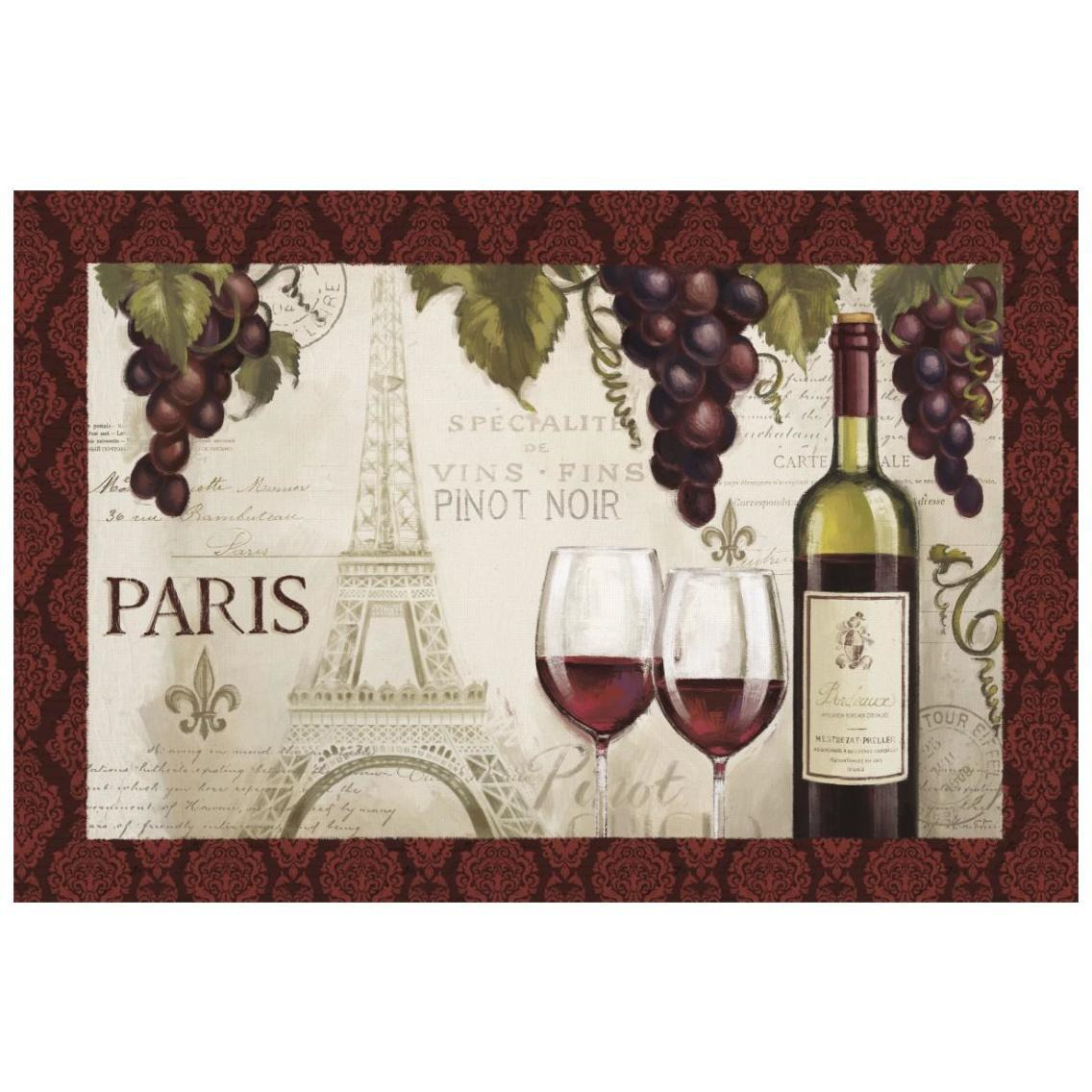 Wine in Paris I Damask Border -Paper Art-26&quotx18"