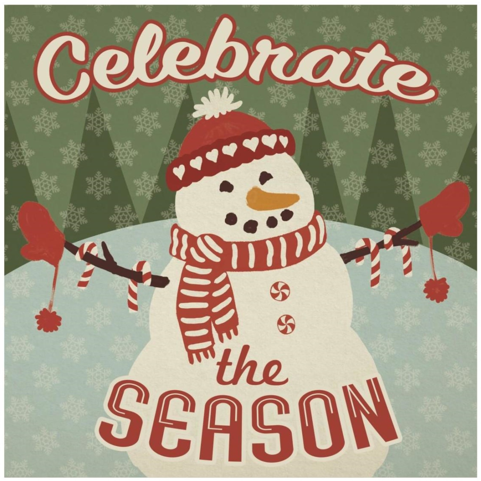 Retro Christmas VII Celebrate the Season -Paper Art-26&quotx26"
