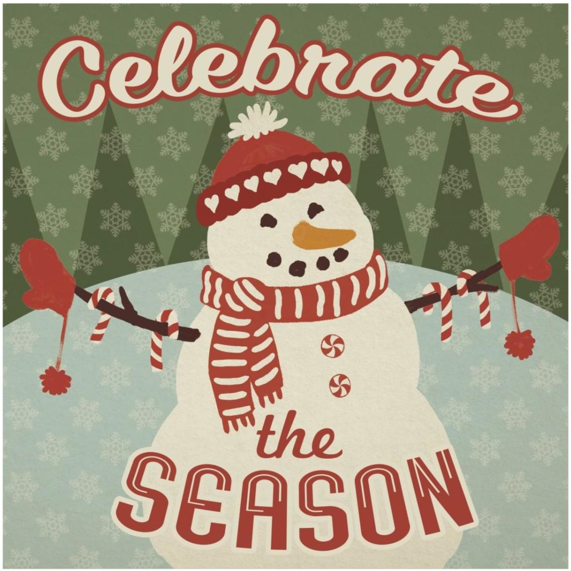 Retro Christmas VII Celebrate the Season -Paper Art-32&quotx32"