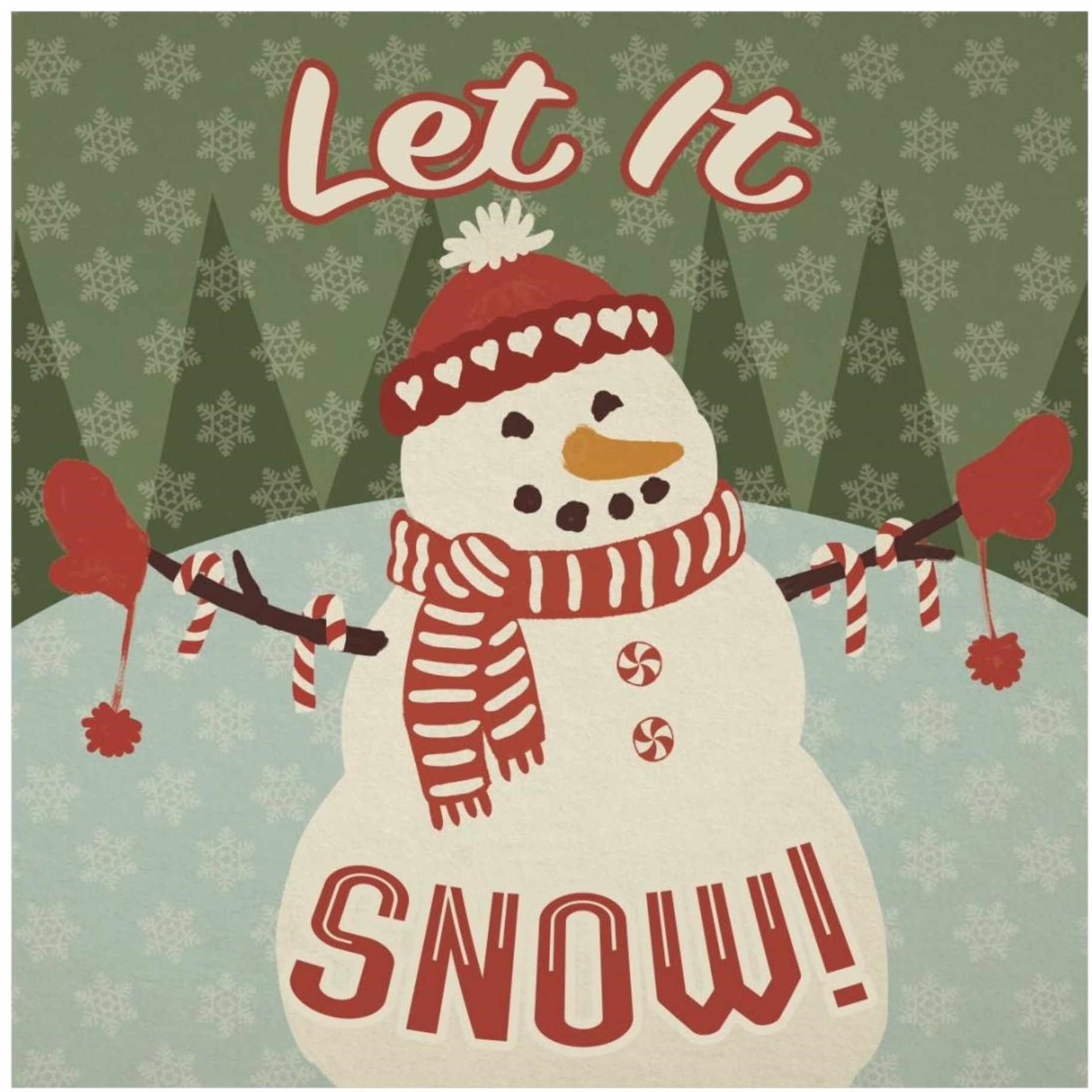 Retro Christmas VII Let It Snow -Paper Art-20&quotx20"
