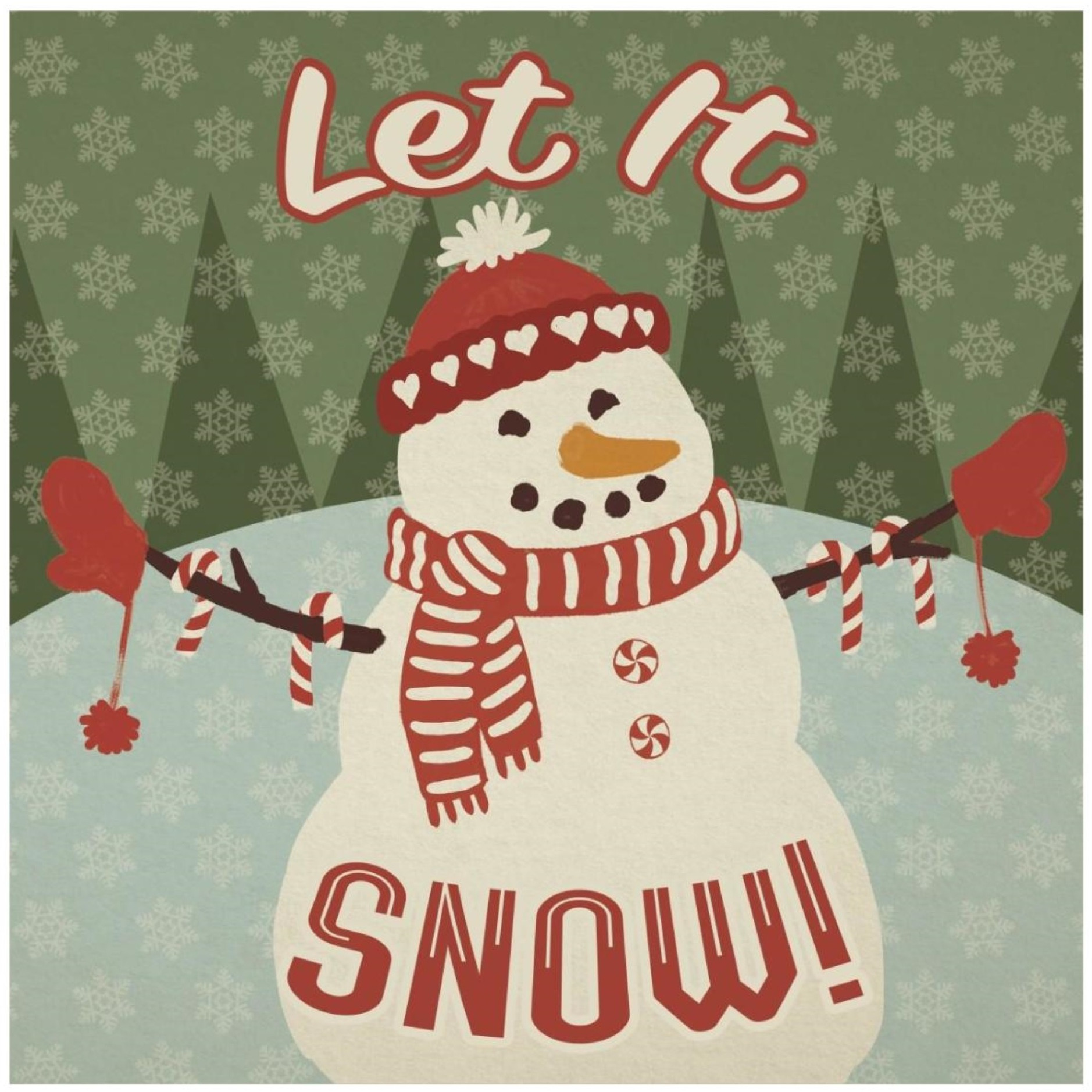 Retro Christmas VII Let It Snow -Paper Art-26&quotx26"