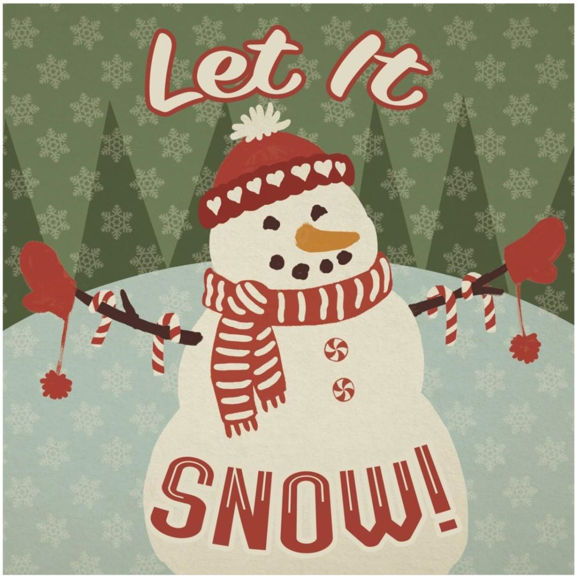 Retro Christmas VII Let It Snow -Paper Art-32&quotx32"