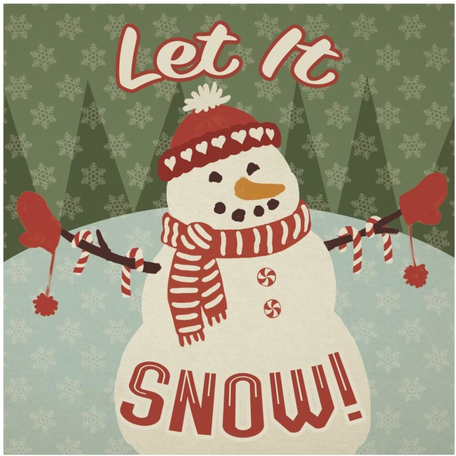 Retro Christmas VII Let It Snow -Paper Art-42&quotx42"