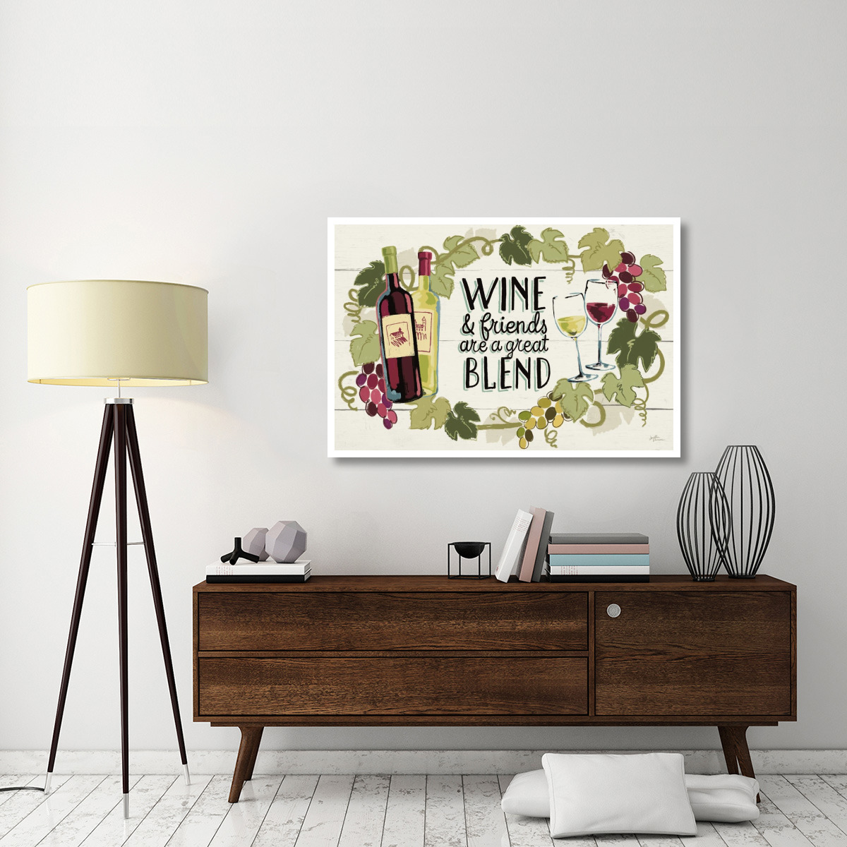 Wine and Friends I -Paper Art-50&quotx34"