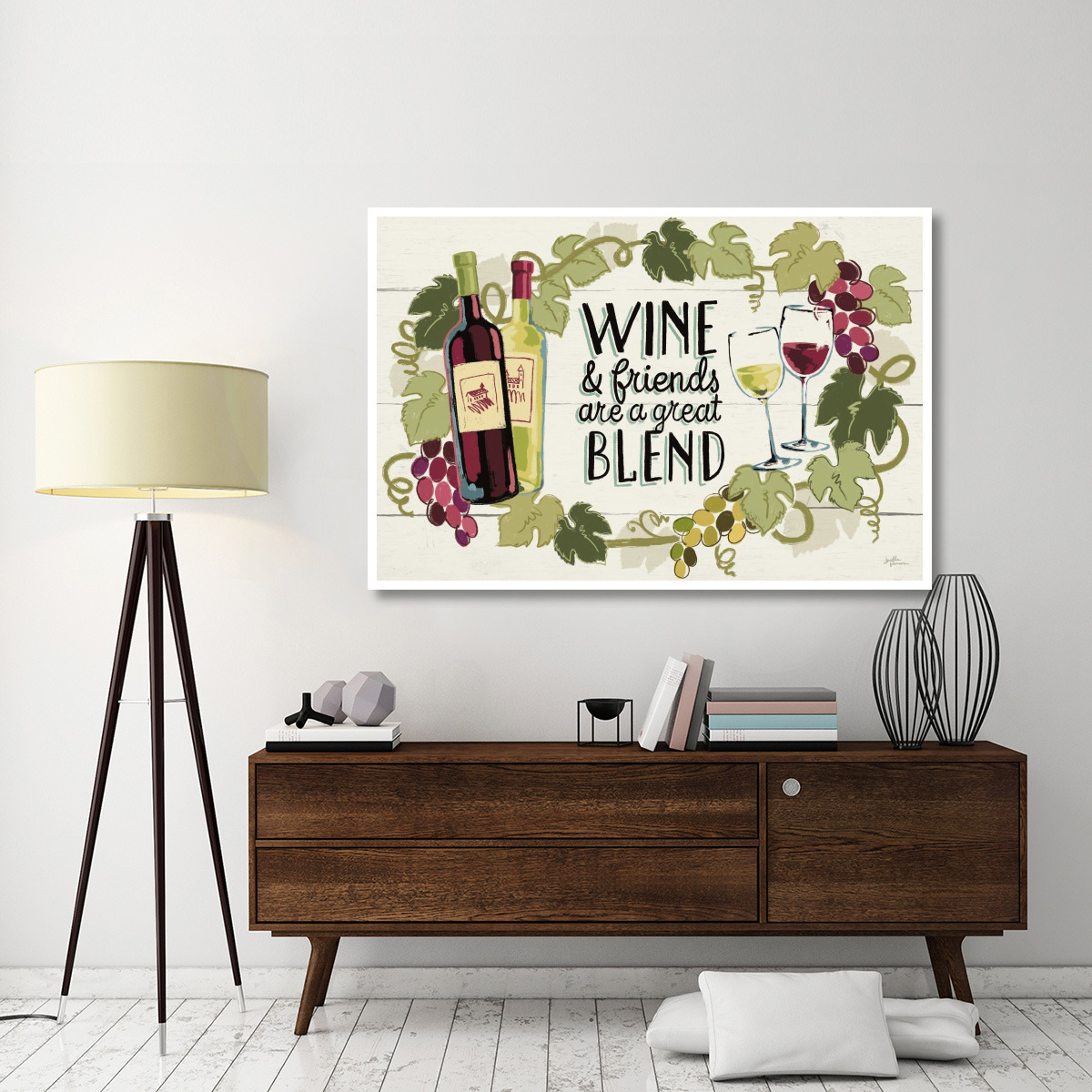 Wine and Friends I -Paper Art-62&quotx42"