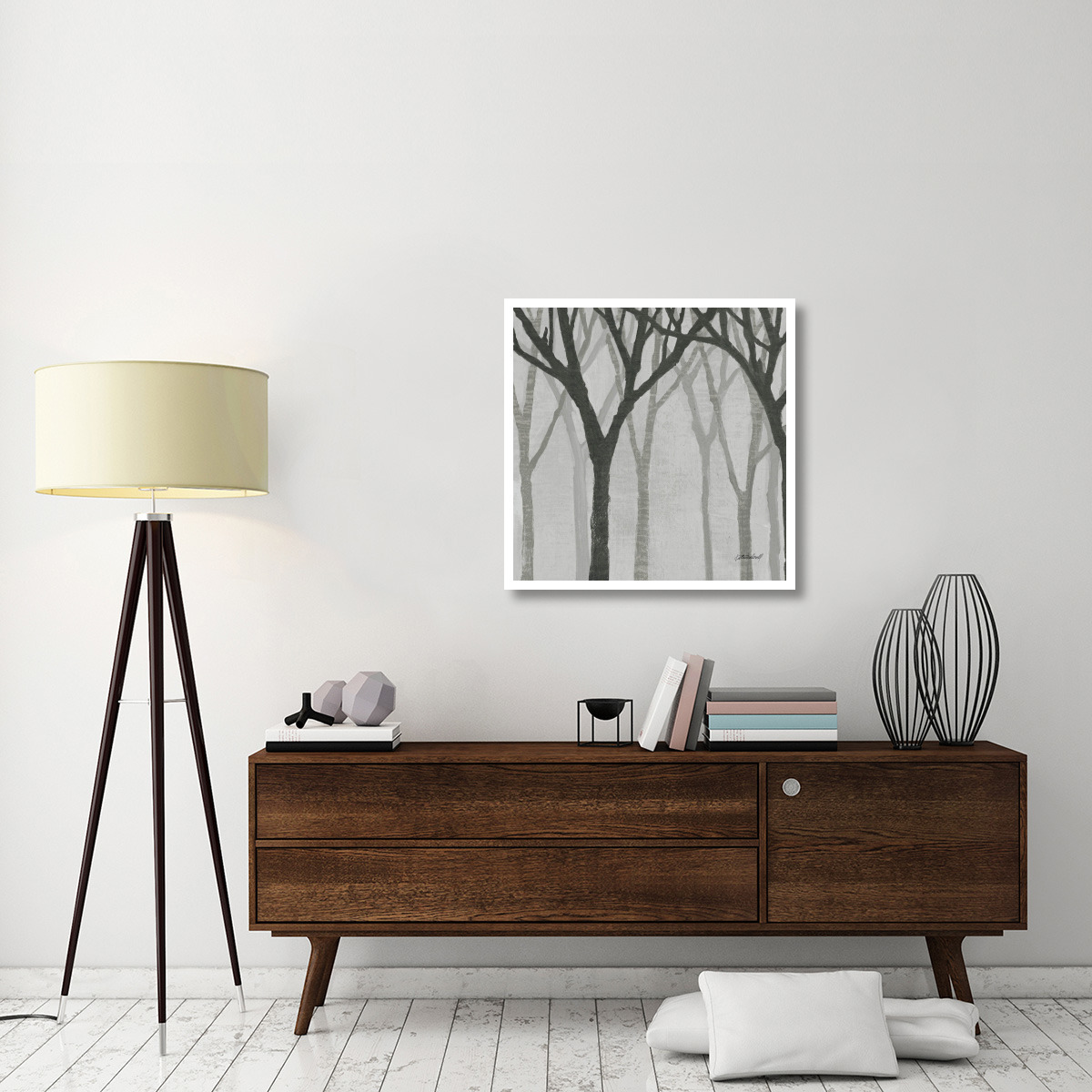 Spring Trees Greystone I -Paper Art-32&quotx32"